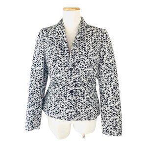 Akris Punto Womens Patterned Blazer Jacket Size 10 Black & White